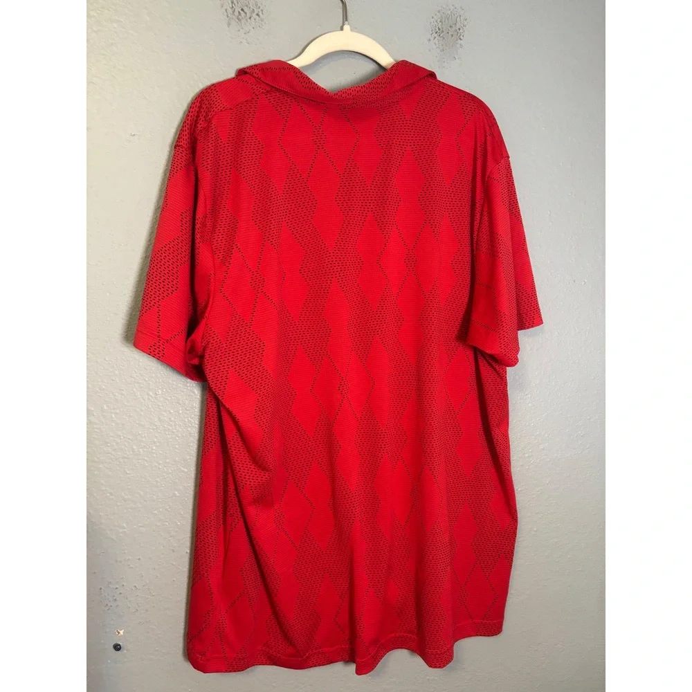 Adidas Mens Ultimate365 Micro Texture Polo Shirt Red Argyle Size 2XL